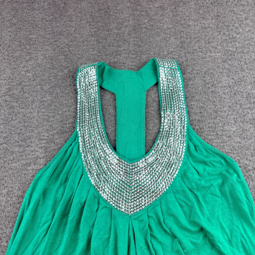 Rain Women's S Small Green Sequin Embellished Racerback‎ Tank Top - Picture 4 of 6